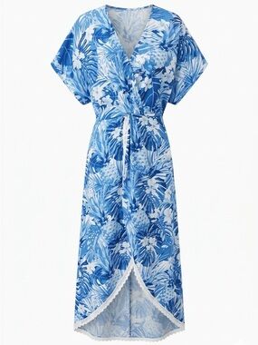 AMERICA &BEYOND Blue and white floral dress